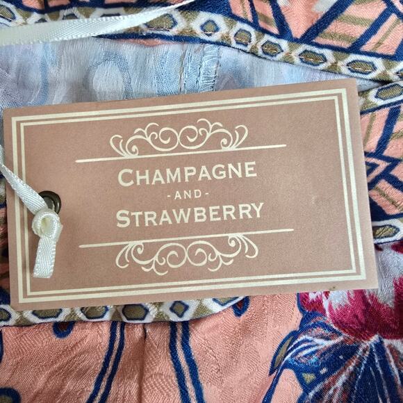 Champagne & Strawberry‎ Brocade Palazzo Pants High Waist Floral Size L - Picture 10 of 11